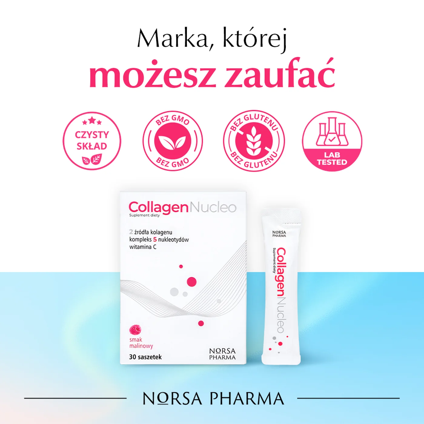 Norsa Pharma Collagen Nucleo smak malinowy, 30 saszetek