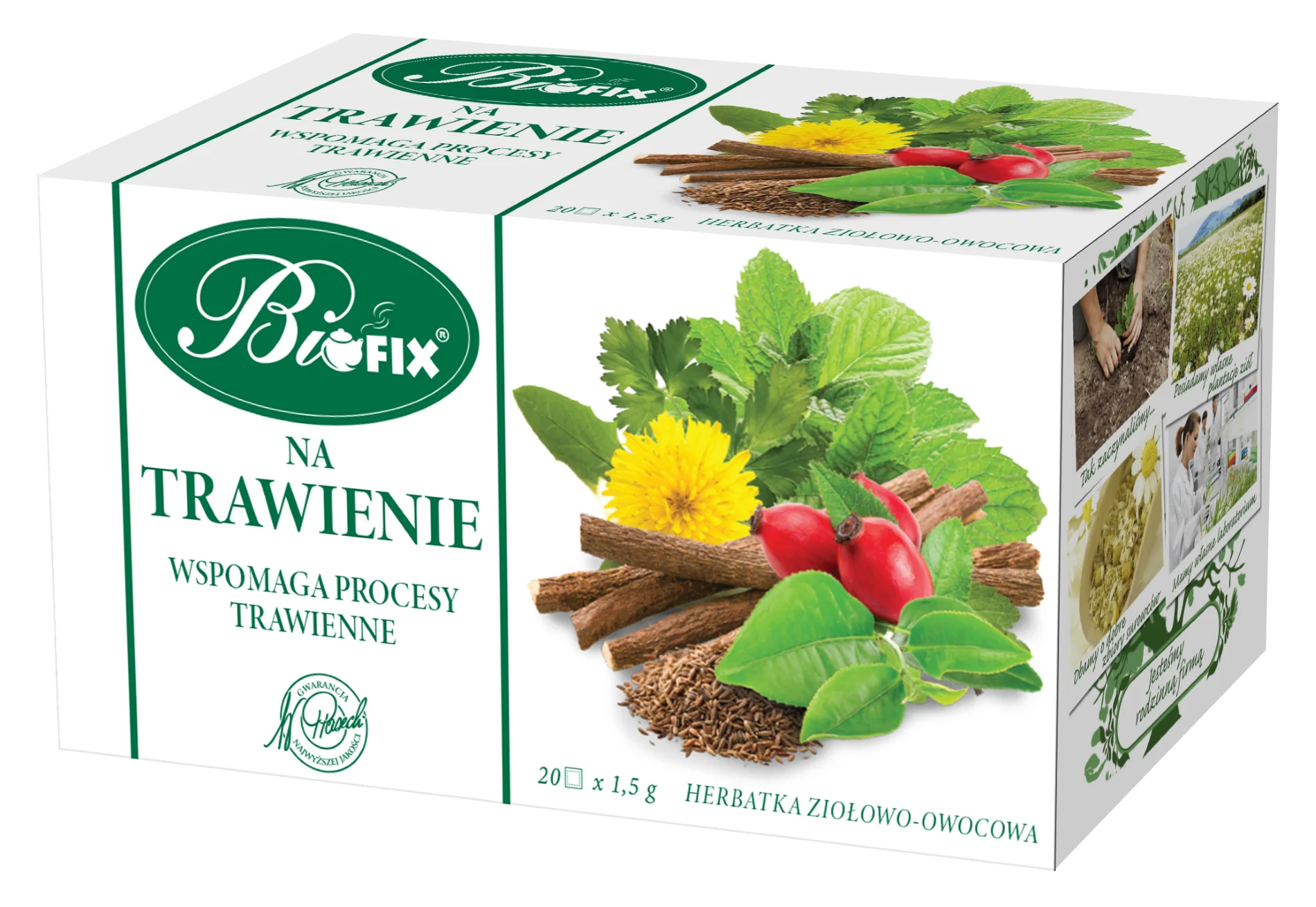 BiFIX Na Trawienie herbatka ziołowo-owocowa ekspresowa, 20 x 1,5 g
