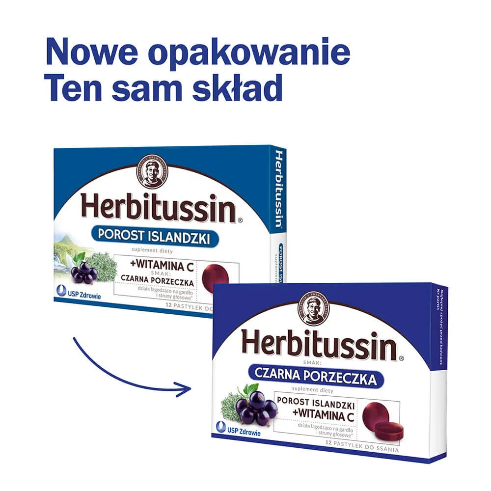 Herbitussin Porost Islandzki, suplement diety, 12 pastylek do ssania 