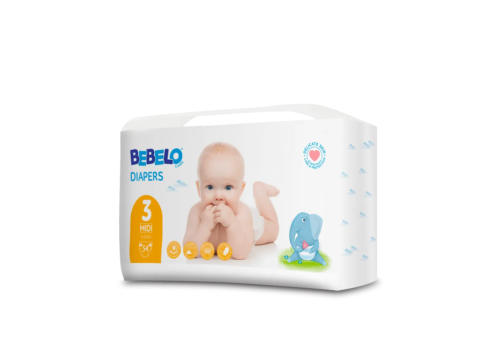 Bebelo Care Dr.Max Diapres 3 MIDI, pieluchy 4-9 kg, 54 sztuk 