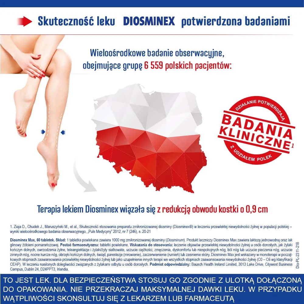 Diosminex Max 1000 mg, 60 tabletek powlekanych