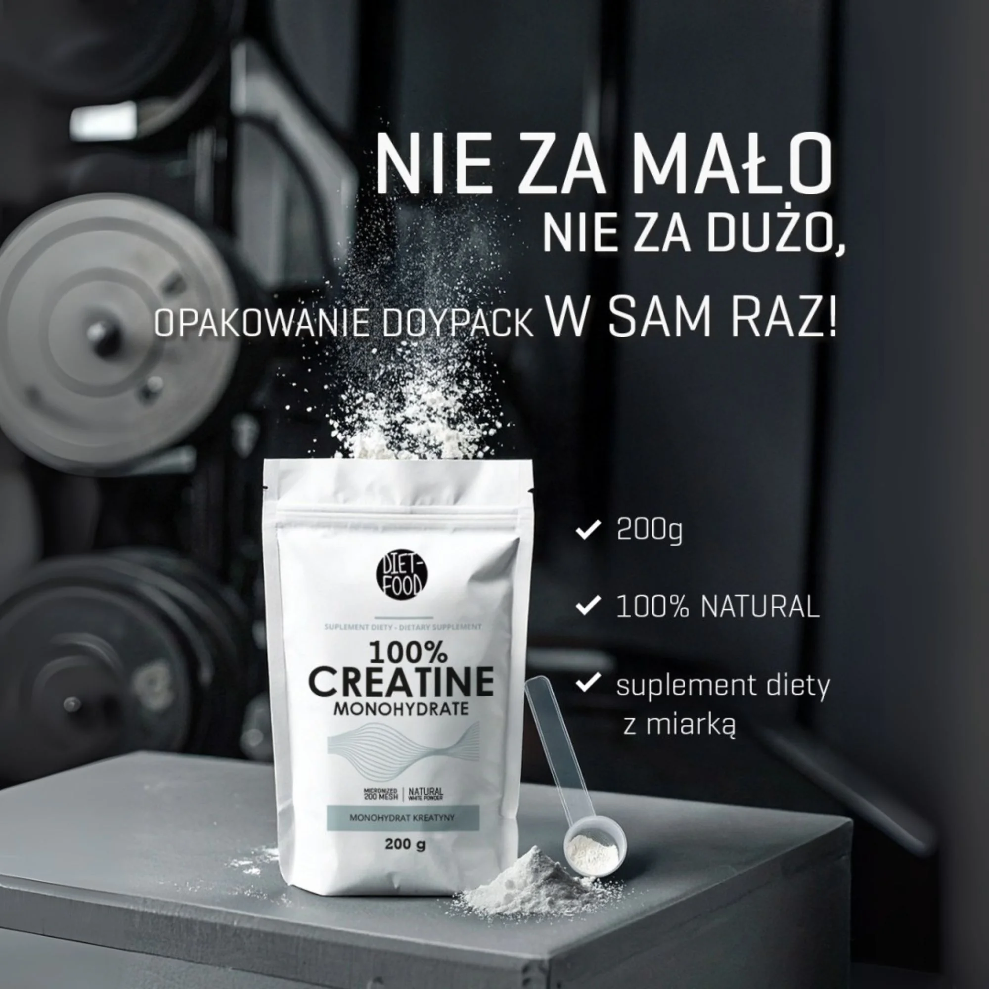 DIET-FOOD Kreatyna Monohydrat proszek, 200 g