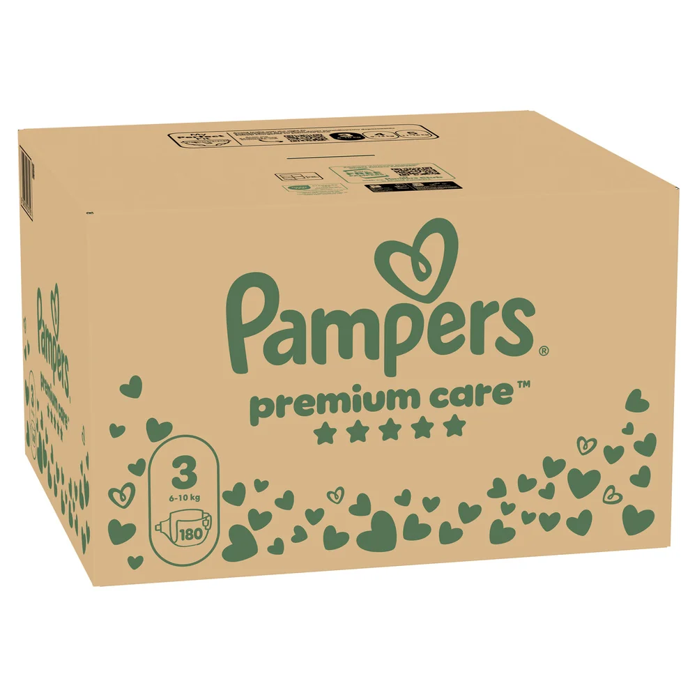Pampers Premium Care 3 pieluchy, rozmiar 3, 6-10 kg, 180 sztuk