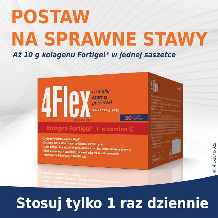 4Flex, suplement diety, smak czarnej porzeczki, 30 saszetek z proszkiem 