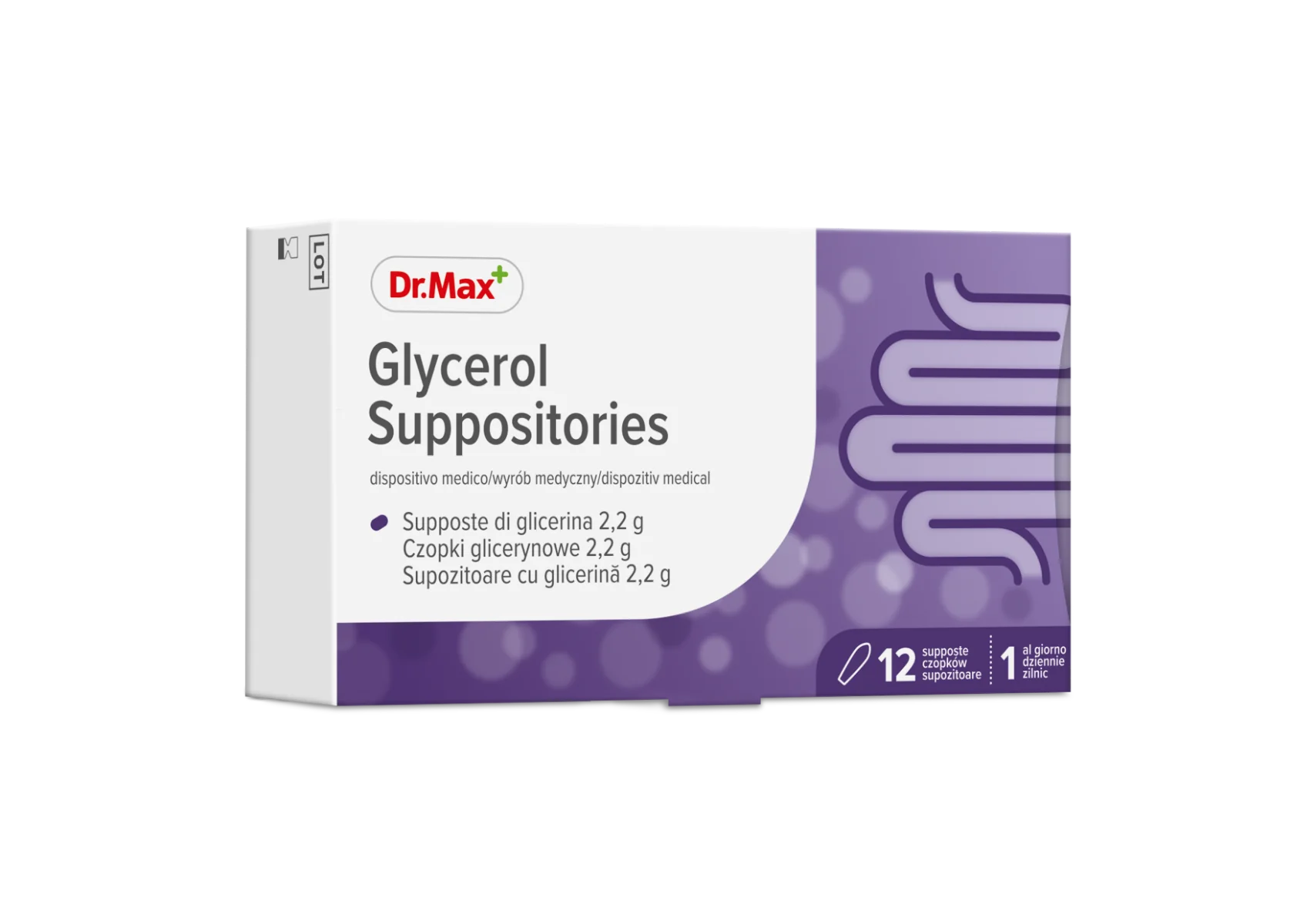 Glycerol Suppositories Dr. Max czopki glicerynowe 2,2g, 12 sztuk