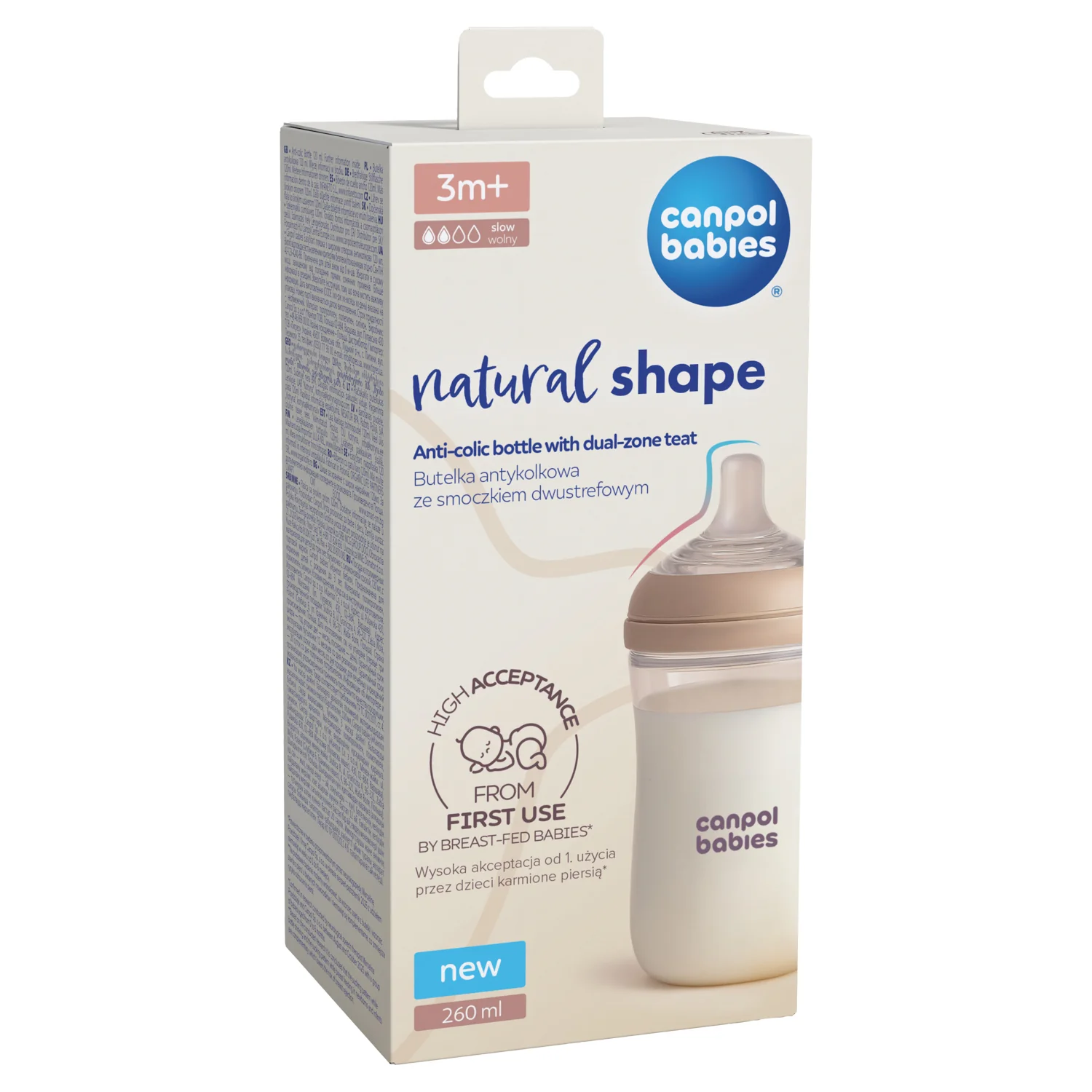 Canpol Babies Natural Shape butelka ze smoczkiem dwustrefowym 250 ml, 1 sztuka