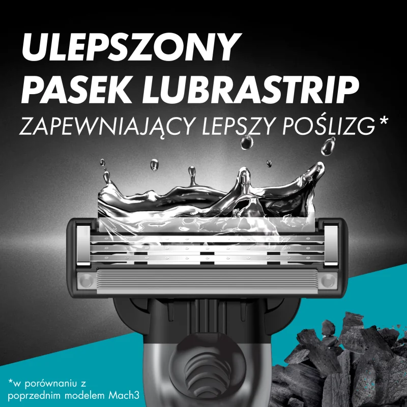 Gillette Mach3 Charcoal Maszynka do golenia z 2 wymiennymi ostrzami dla mężczyzn, 1 szt.