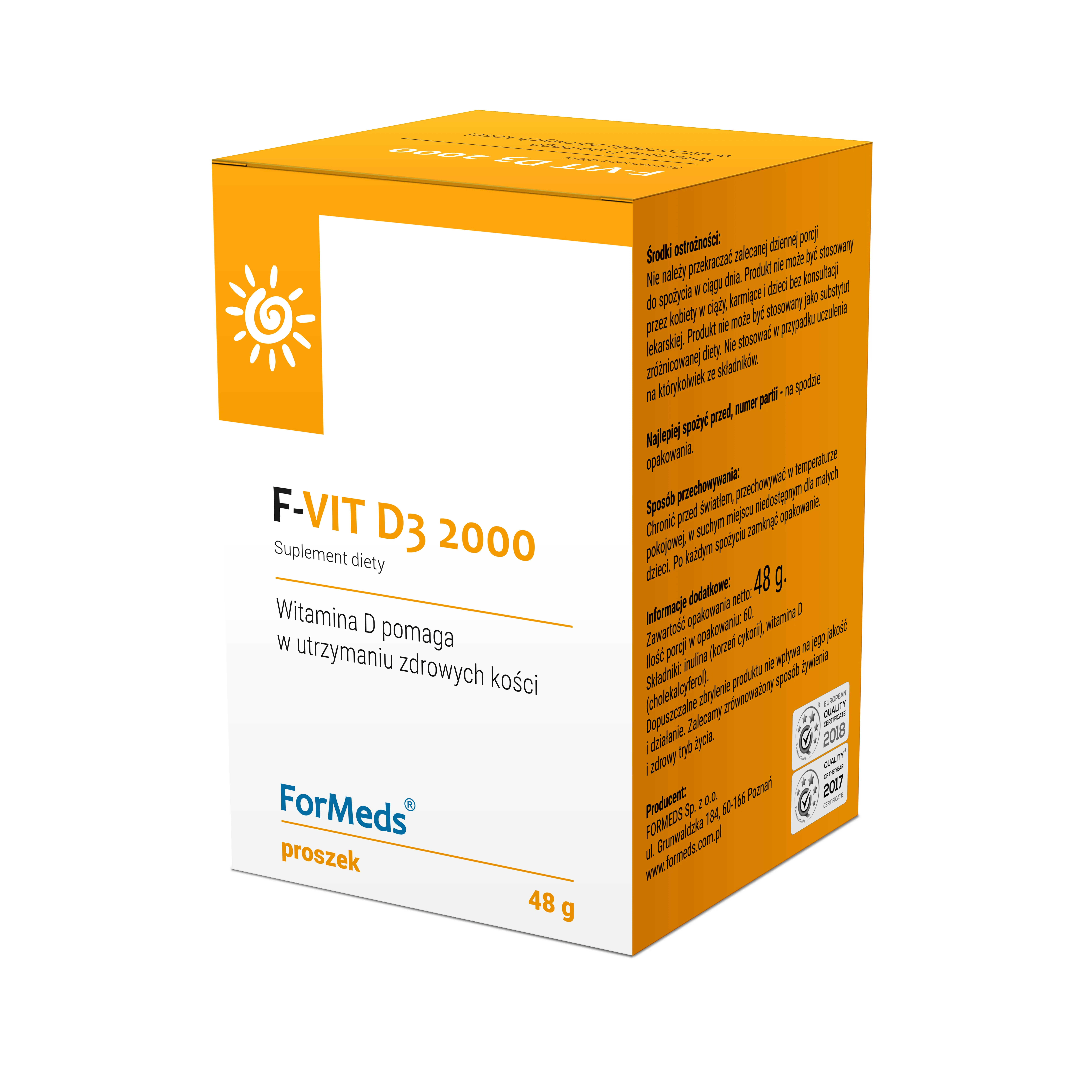 ForMeds, F-VIT D3 2000, suplement diety, proszek, 60 porcji