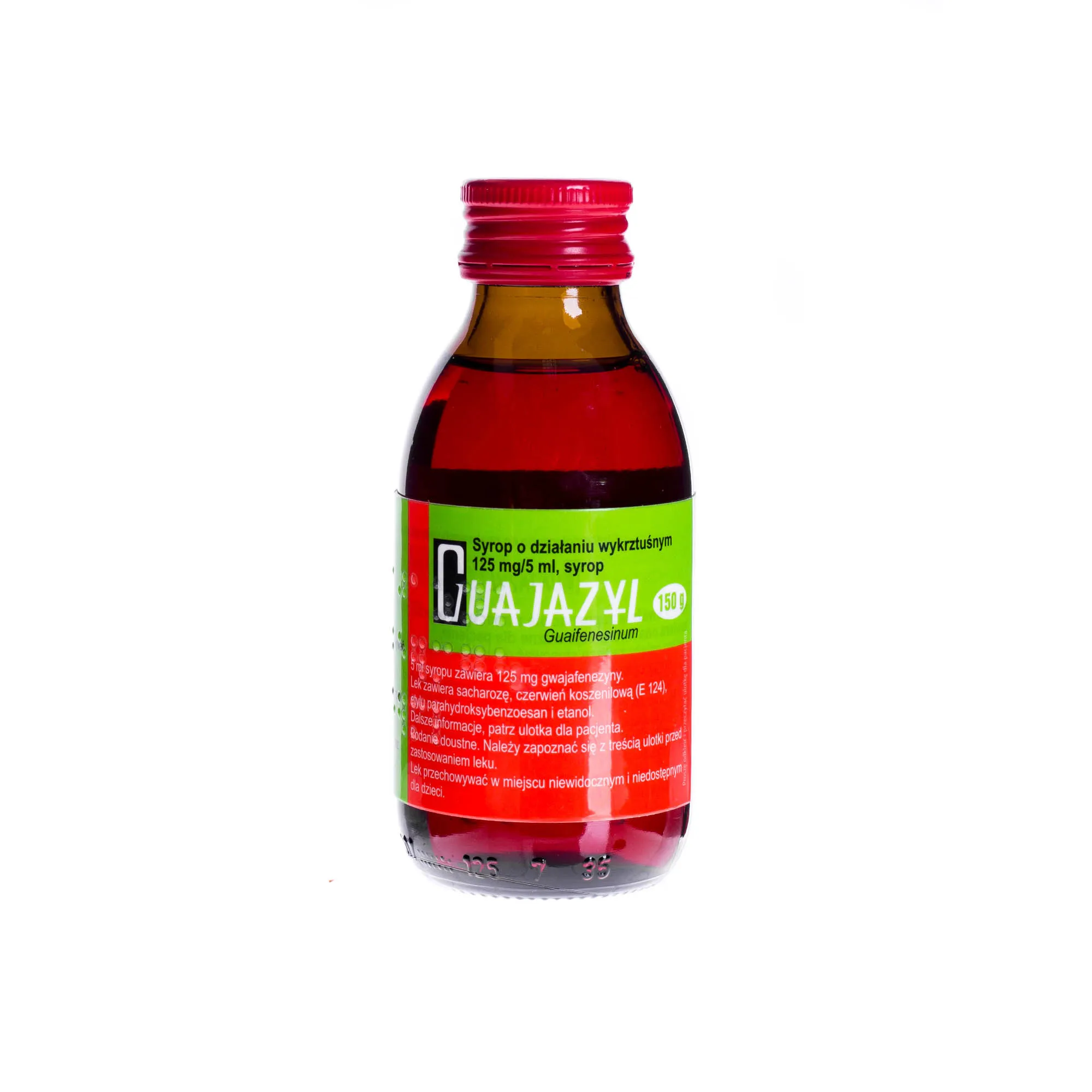 Guajazyl syrop o działaniu wykrztuśnym Guaifenesinum 125 mg/5 ml , 150 g