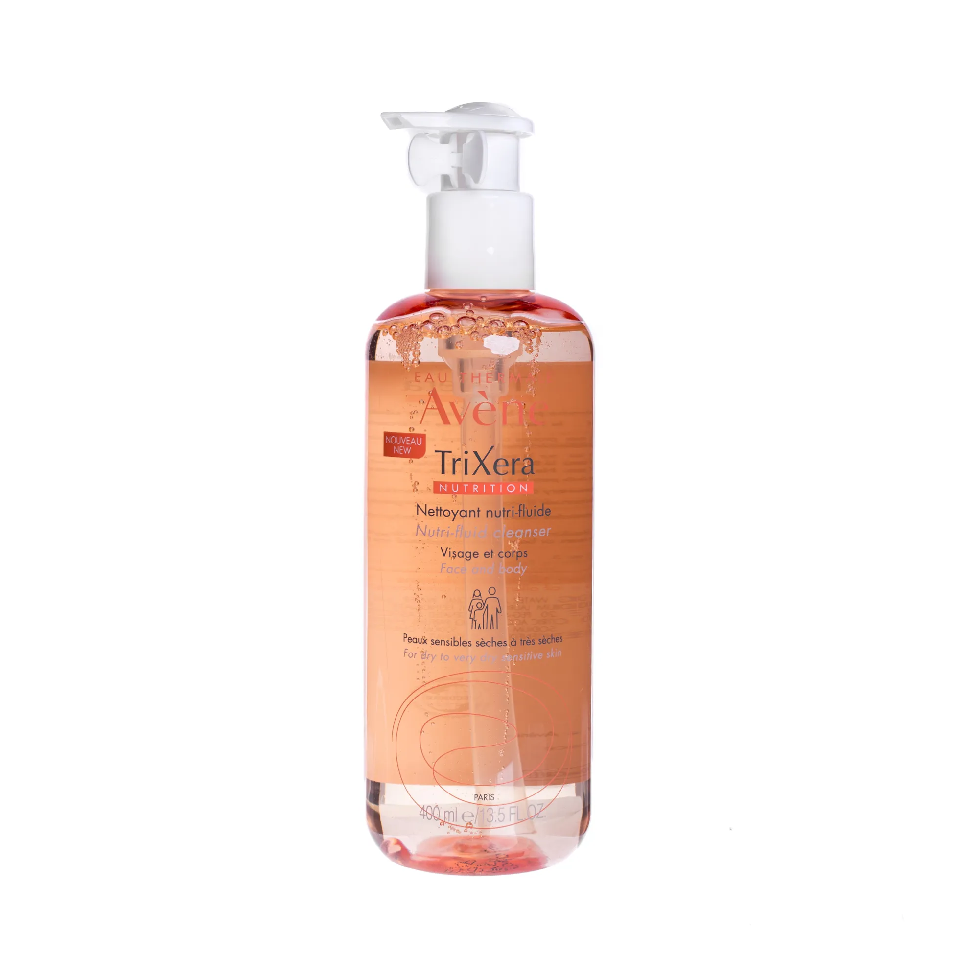 Avene Trixera Nutrition, nutri-fluid żel oczyszczający, 400 ml