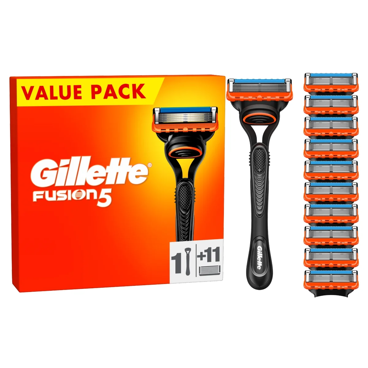 Gillette Fusion5 maszynka do golenia dla mężczyzn, 1 maszynka, 11 ostrzy wymiennych