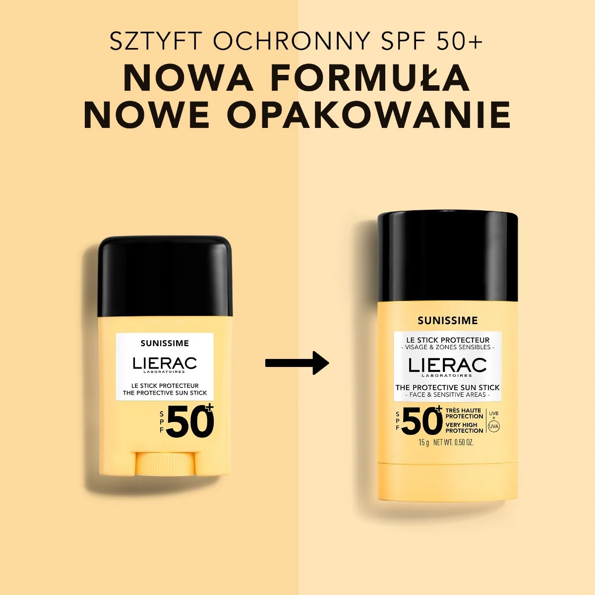 Lierac Sunissime sztyft ochronny 50 SPF+ anti-aging, 15 g