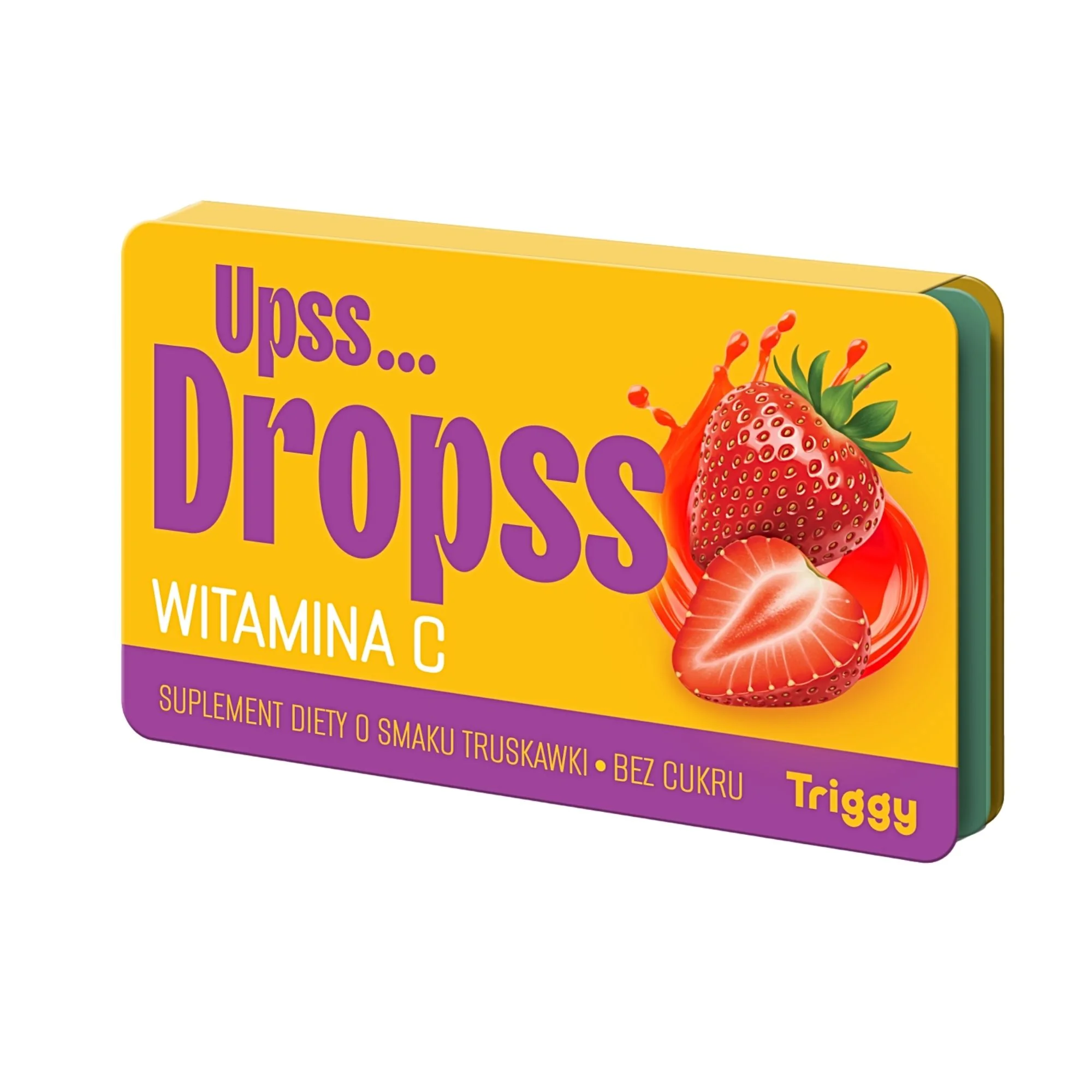 Triggy Upss Dropss o smaku truskawki, 15 pastylek do ssania