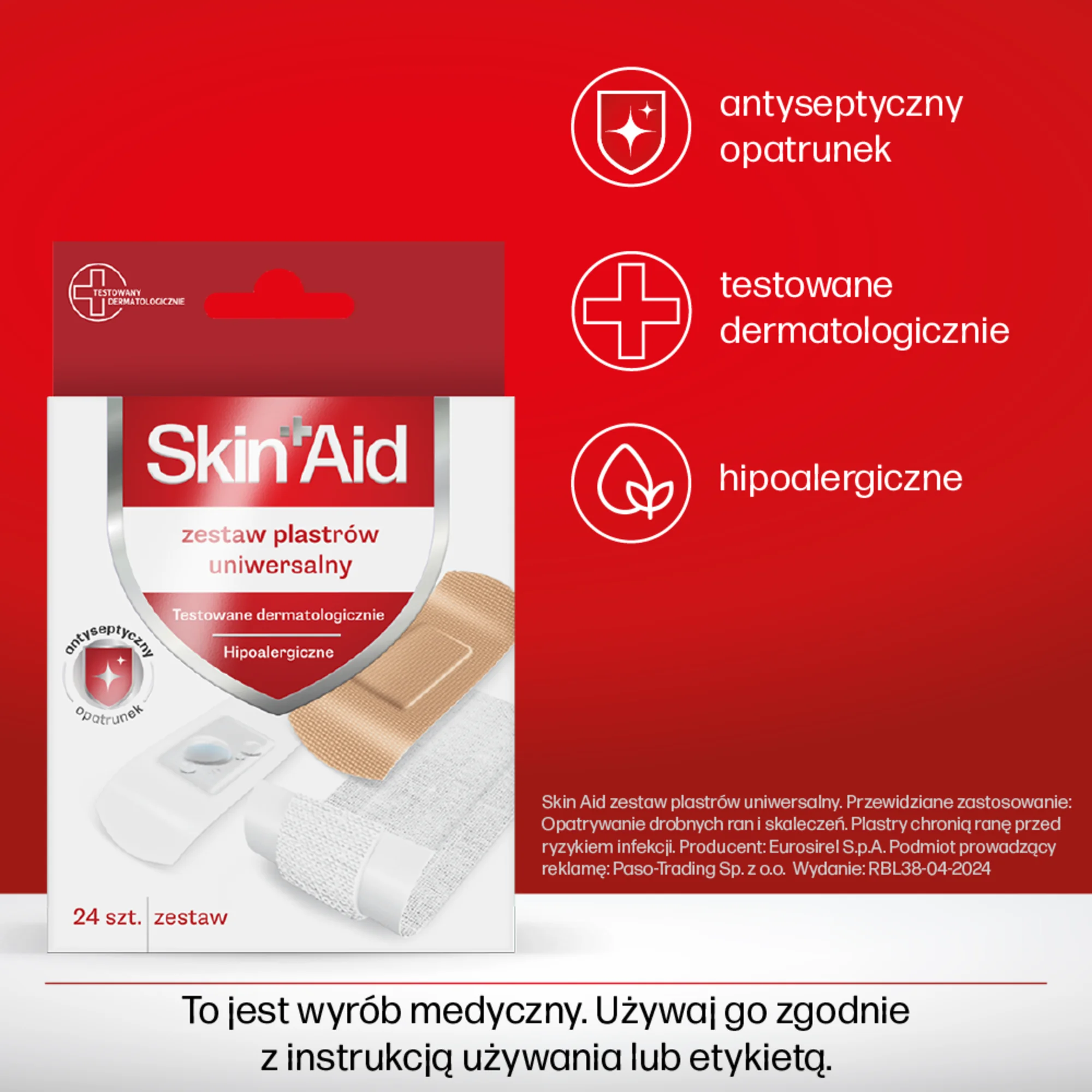 Skin Aid Zestaw plastrów uniwersalny 24 sztuki