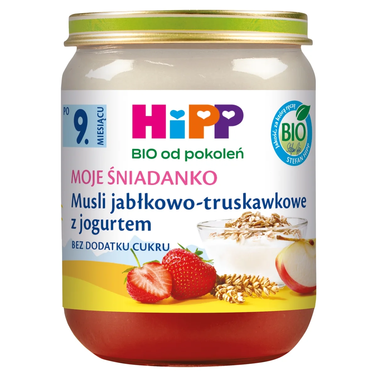 HiPP BIO od pokoleń musli jabłkowo-truskawkowe z jogurtem po 9. miesiącu, 160 g