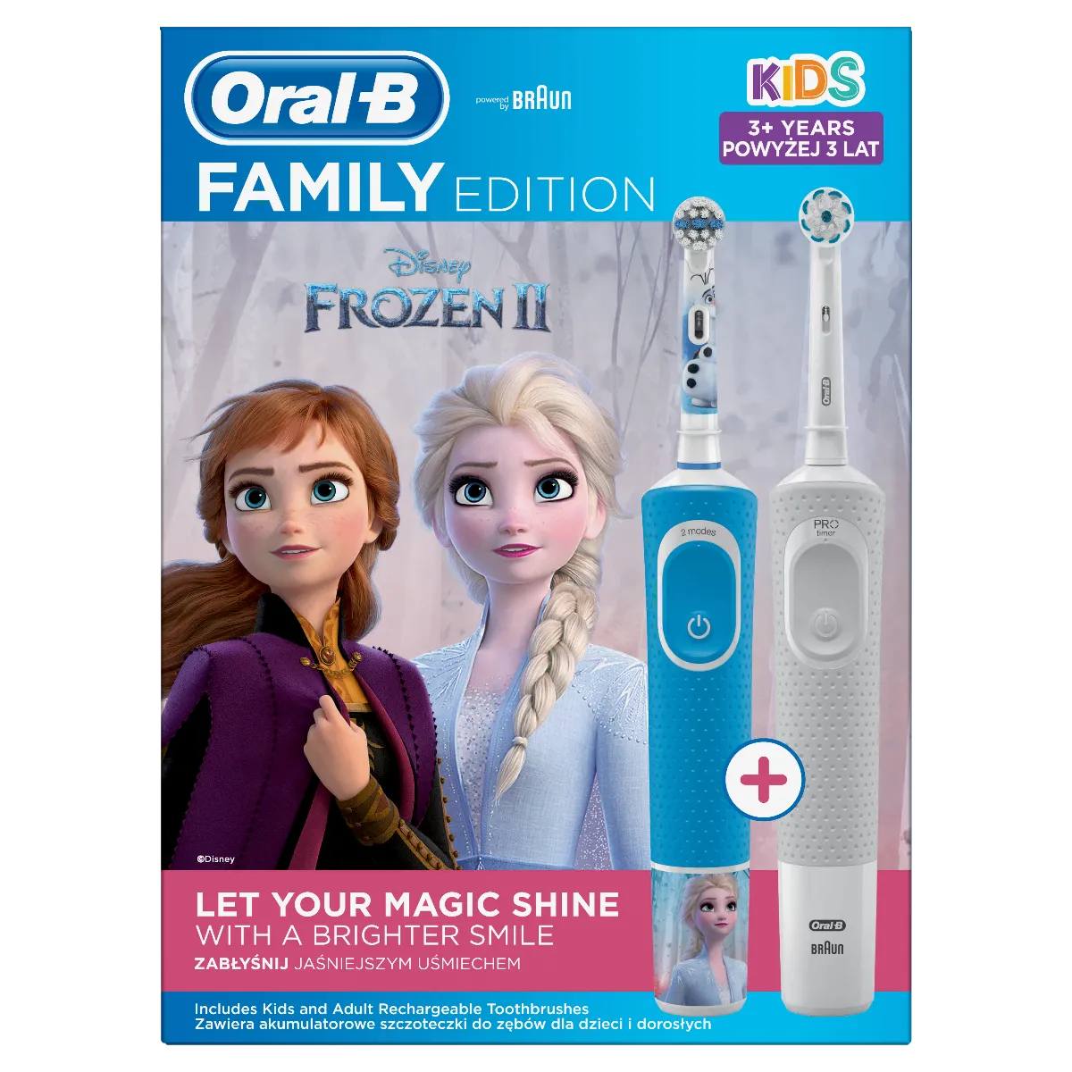 Oral-B Family Pack Vitality 100, szczoteczka elektryczna, 1 sztuka + Oral B Kids 3+ Frozen II,  szczoteczka elektryczna, 1 sztuka