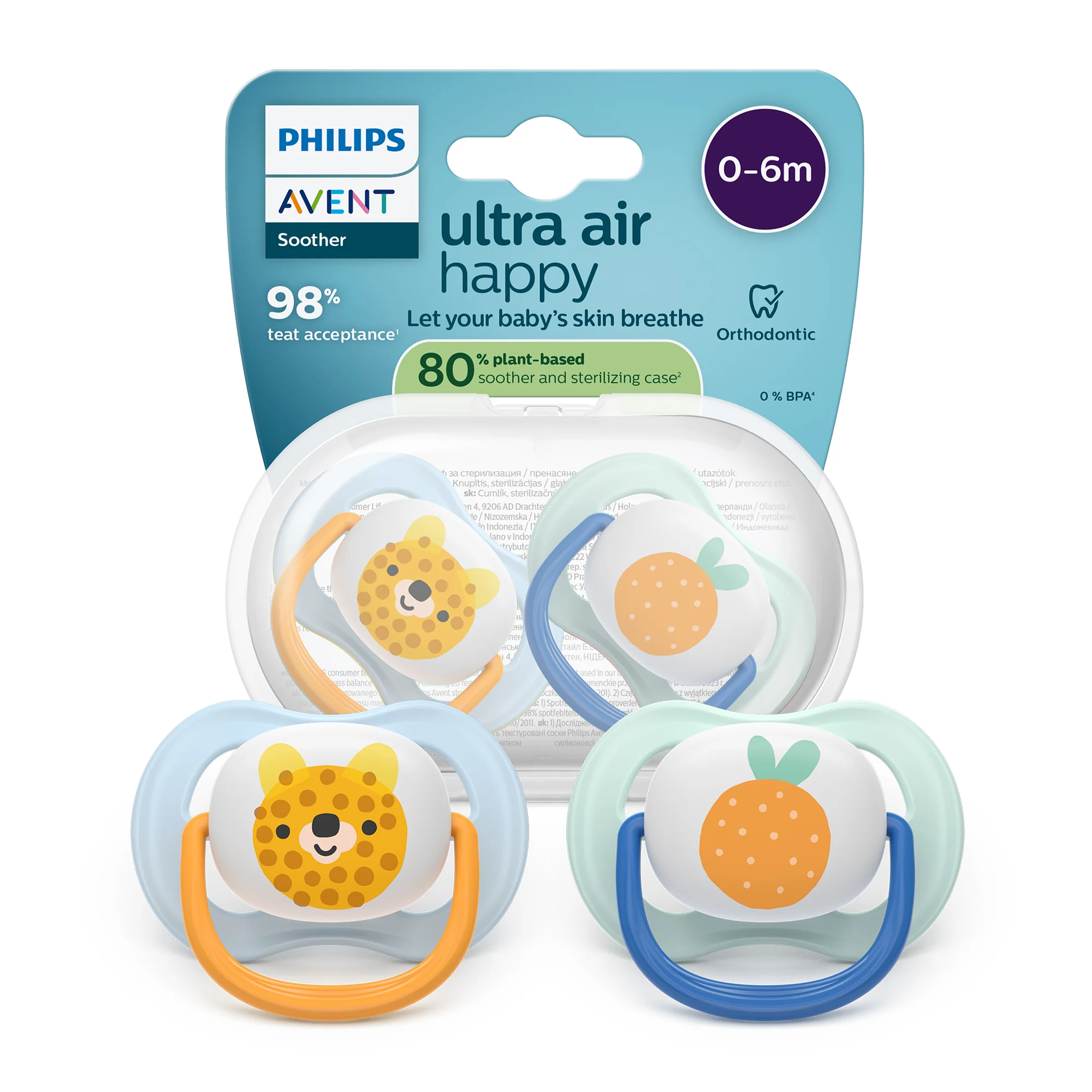 Philips Avent Ultra Air Happy ortodontyczny smoczek uspokajający 0-6 m, 2 sztuki