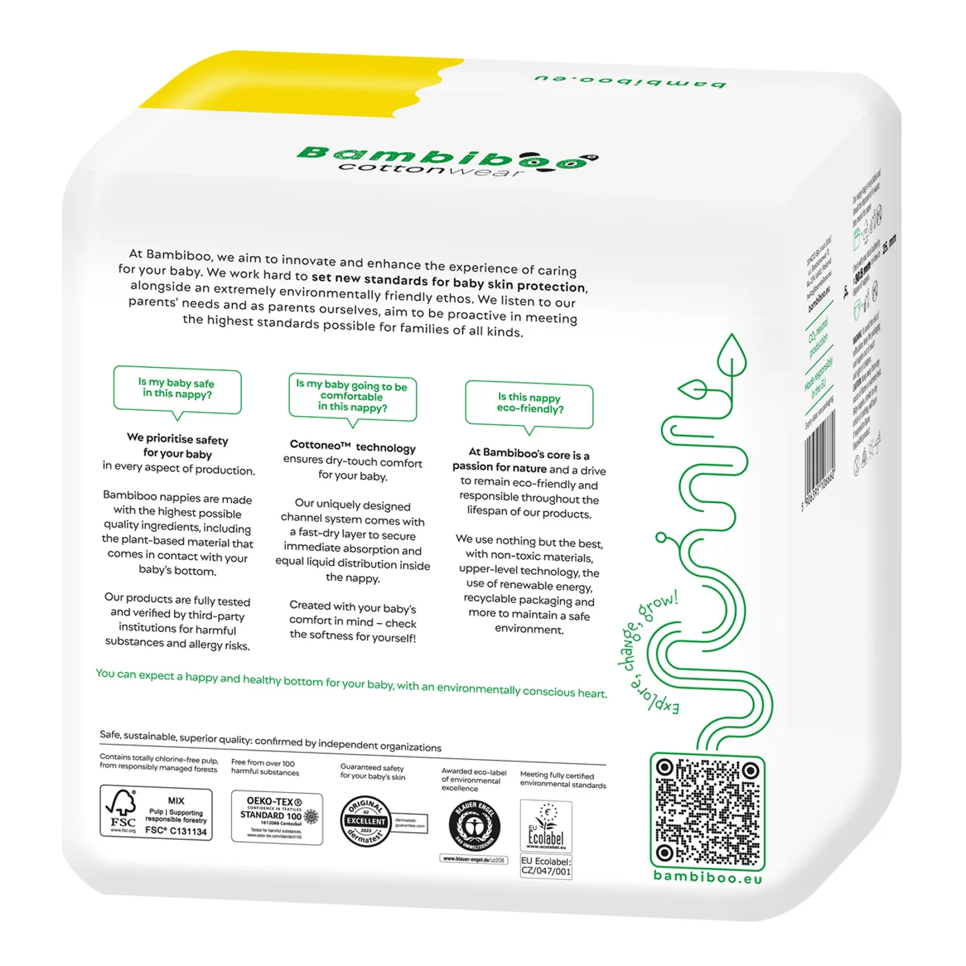 Bambiboo COTTONWEAR jednorazowe pieluszki z bawełną organiczną rozmiar 4, 24 szt.
