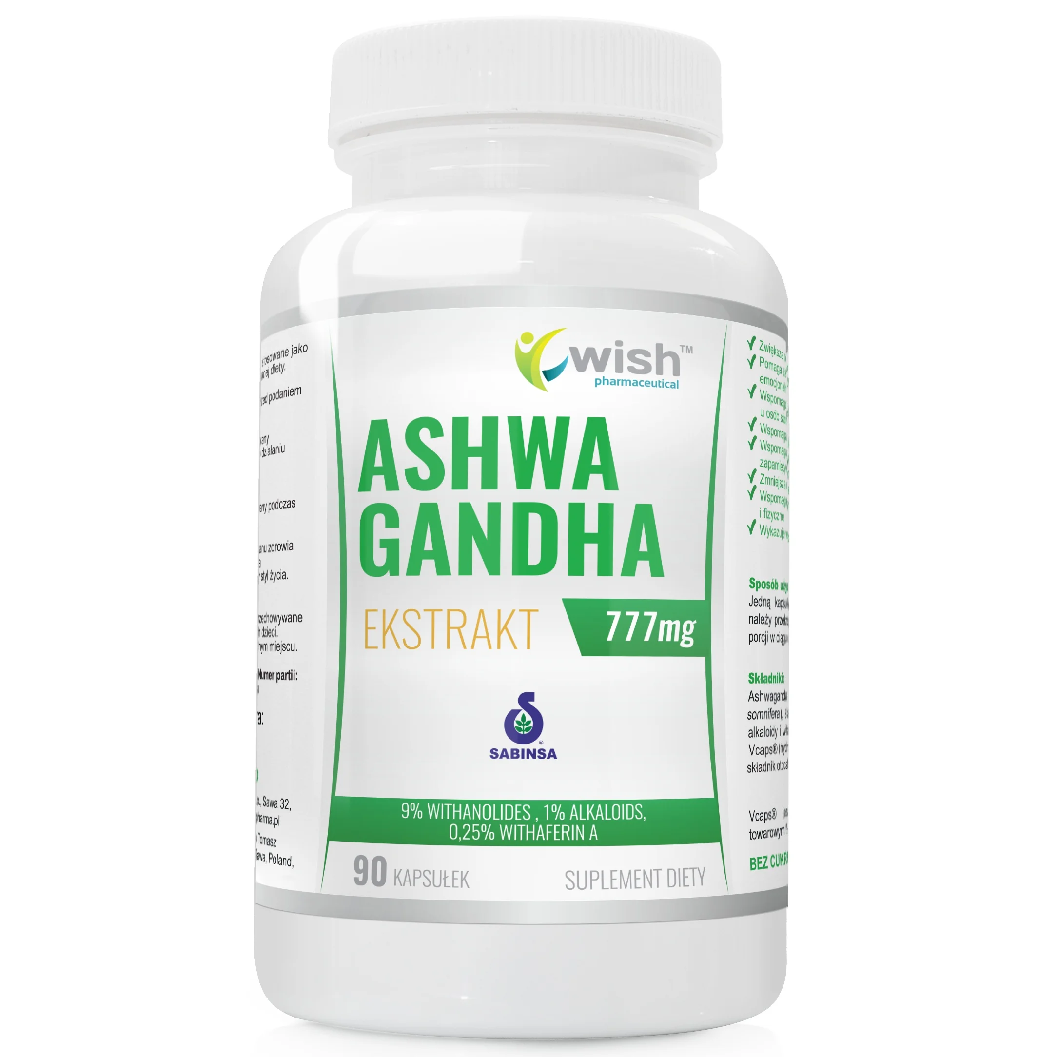 Wish Ashwagandha Ekstrakt 90 kapsułek wege