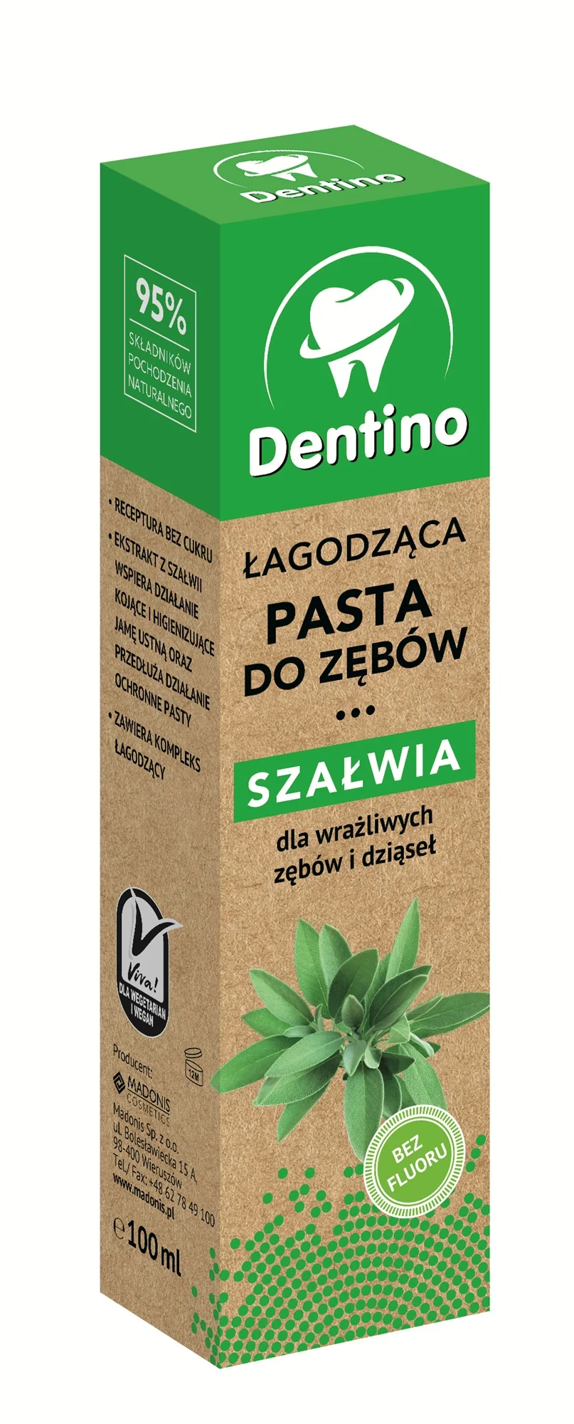 Dentino łagodząca pasta do zębów SZAŁWIA, 100 ml