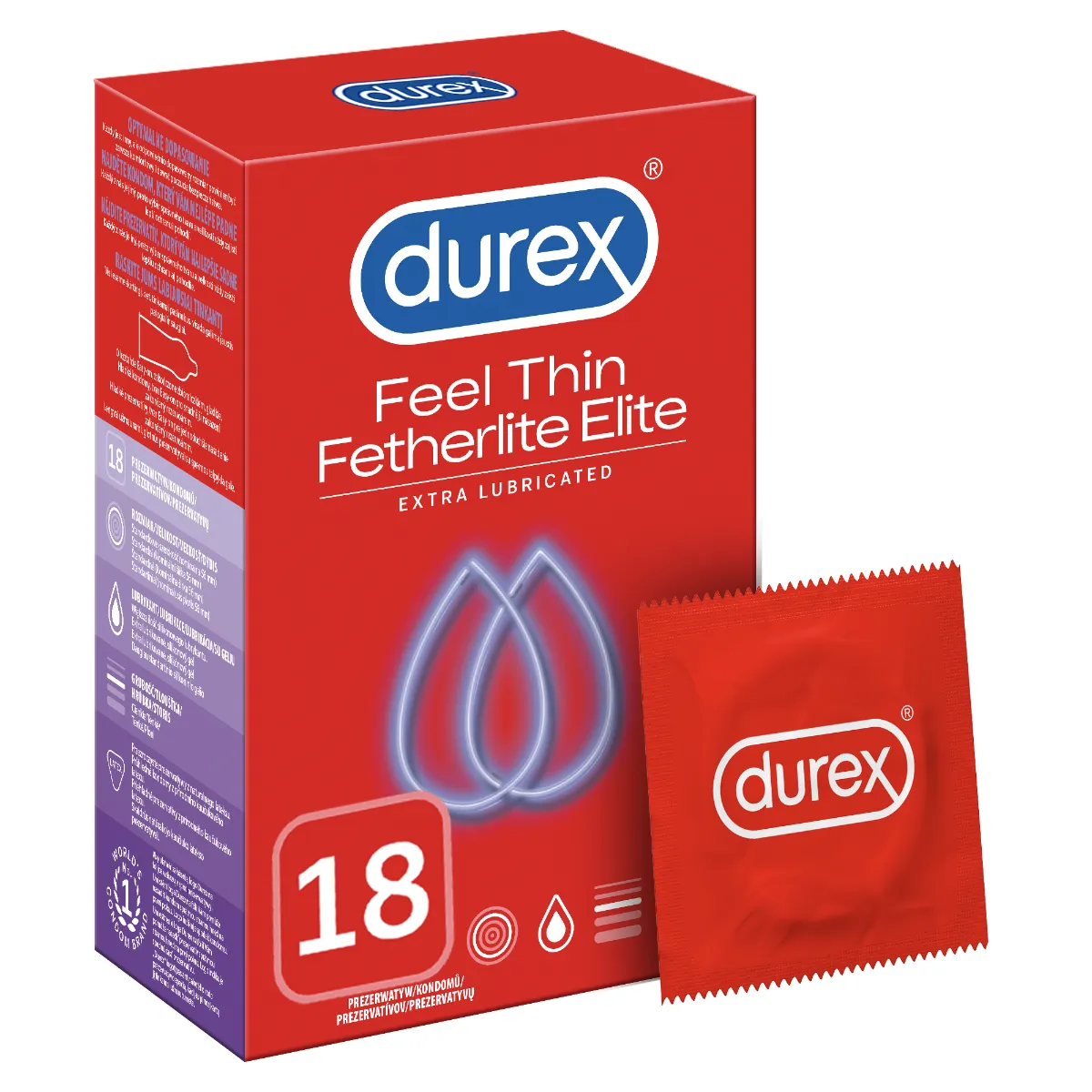 Durex Feel Thin Fetherlite Elite prezerwatywy, 18 szt. 