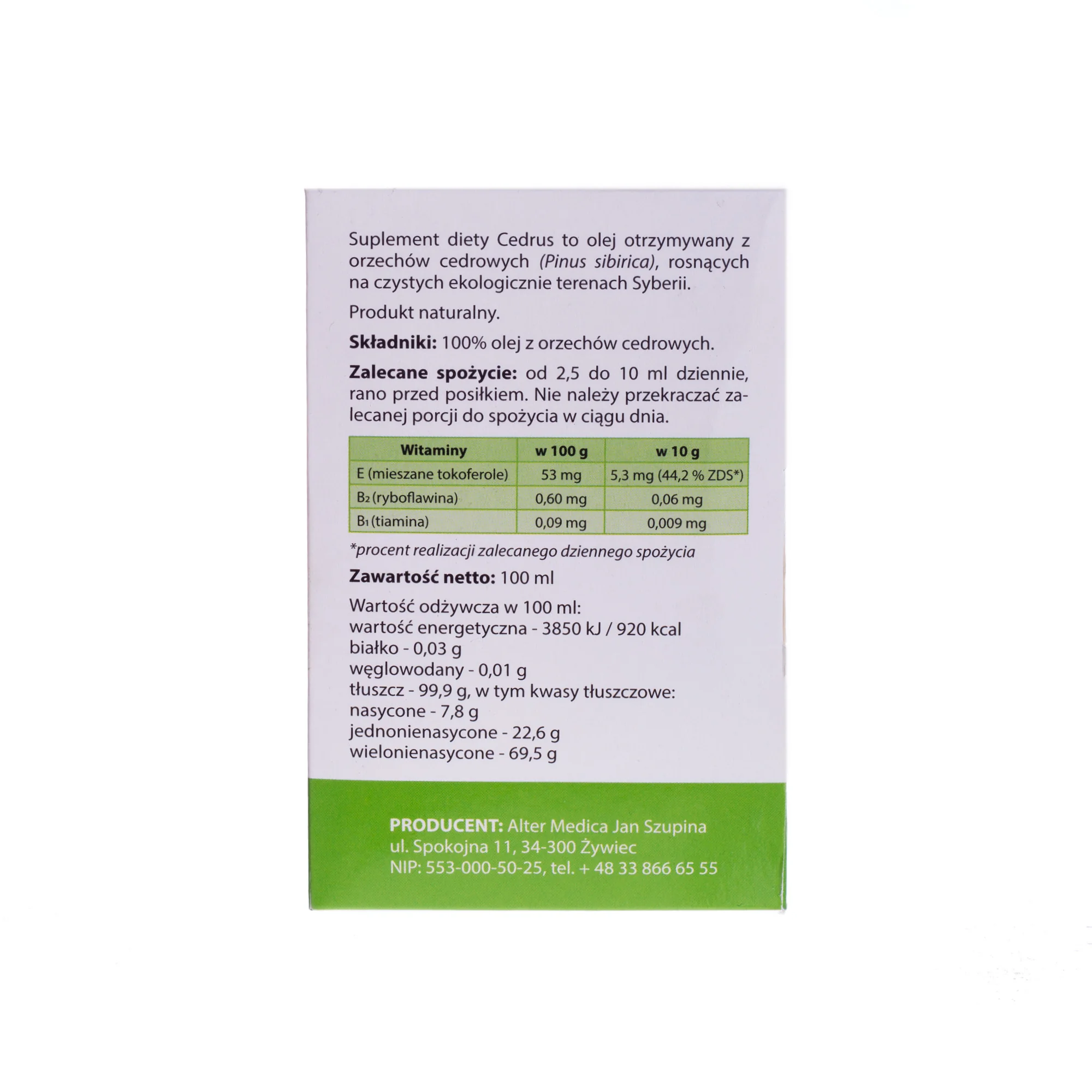 Cedrus olej z orzechów cedrowych, 100 ml