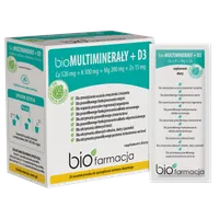 Biofarmacja bioMULTIMINERAŁY + D3 mieszanka naturalnych minerałów z witaminą D3, 28 saszetek