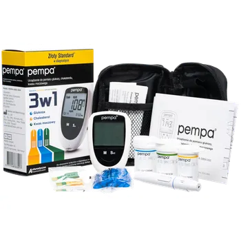 Pempa, urządzenie 3w1 do pomiaru glukozy, cholesterolu i kwasu moczowego 