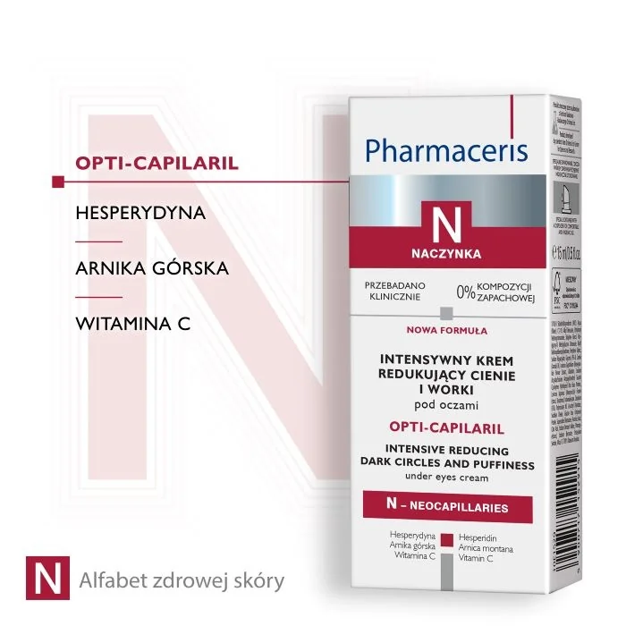 Pharmaceris N Opti-Capilaril intensywny krem redukujący cienie i worki pod oczami, 15 ml
