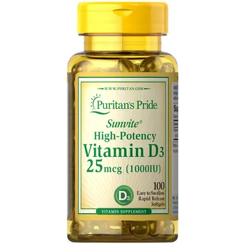 Puritan's Pride Vitamin D3 1000IU, suplement diety, 100 kapsułek 