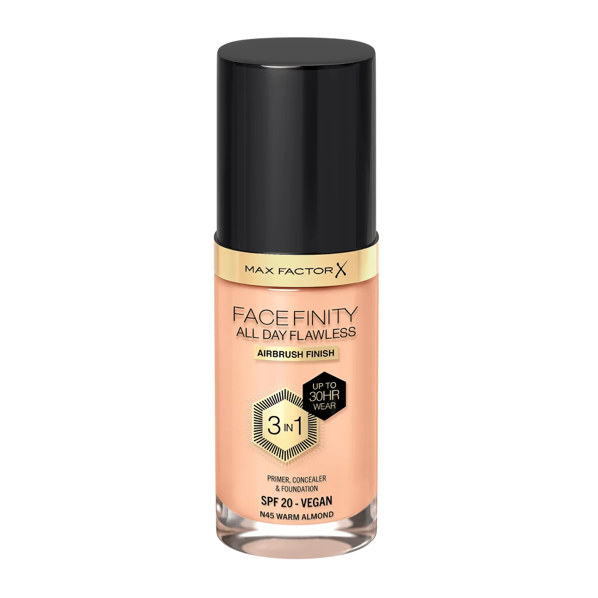 Max Factor Facefinity All Day Flawless Podkład do twarzy 3w1 N45 Warm Almond, 30 ml