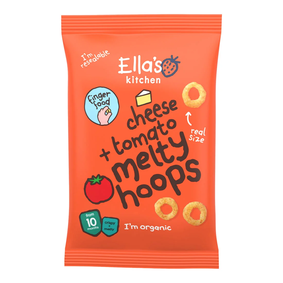 Ella's Kitchen BIO chrupiące krążki z serem i pomidorami, 20 g