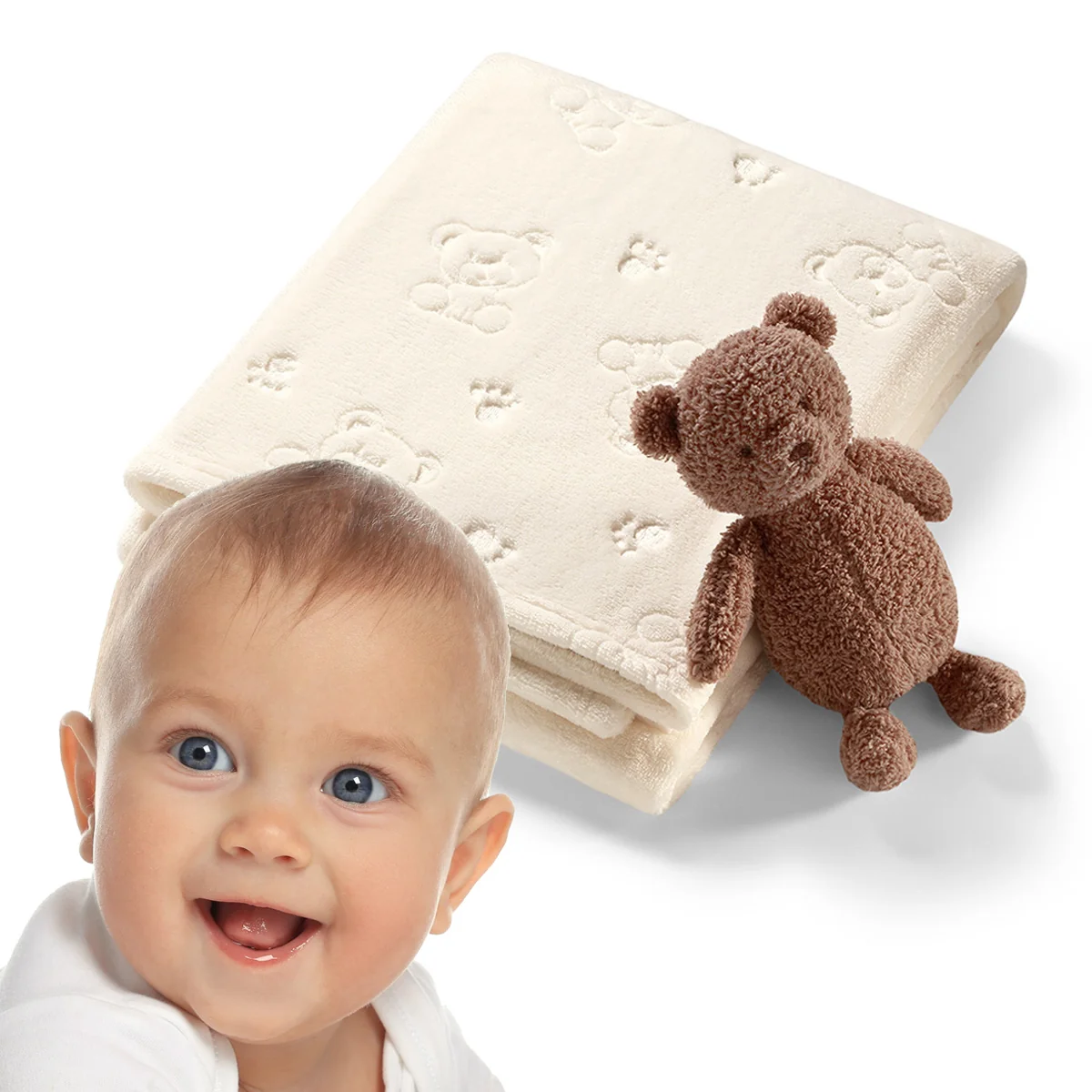 Babyono kocyk z przytulanką śmietankowy, 1 sztuka