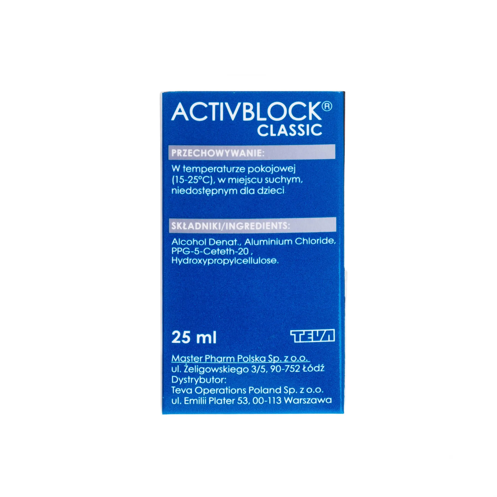 ActivBlock Classic - antyperspirant z zaawansowaną ochroną przed poceniem, roll-on 