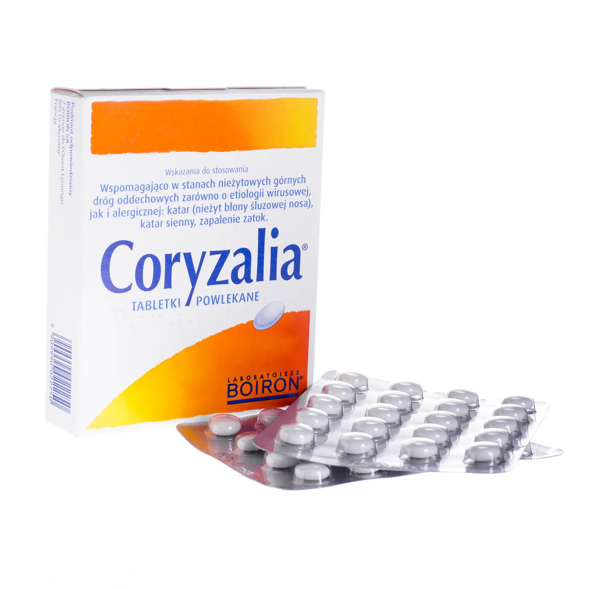Coryzalia - tabletki powlekane działające wspomagająco w stanach nieżytowych górnych dróg oddechowych, 40 szt. 