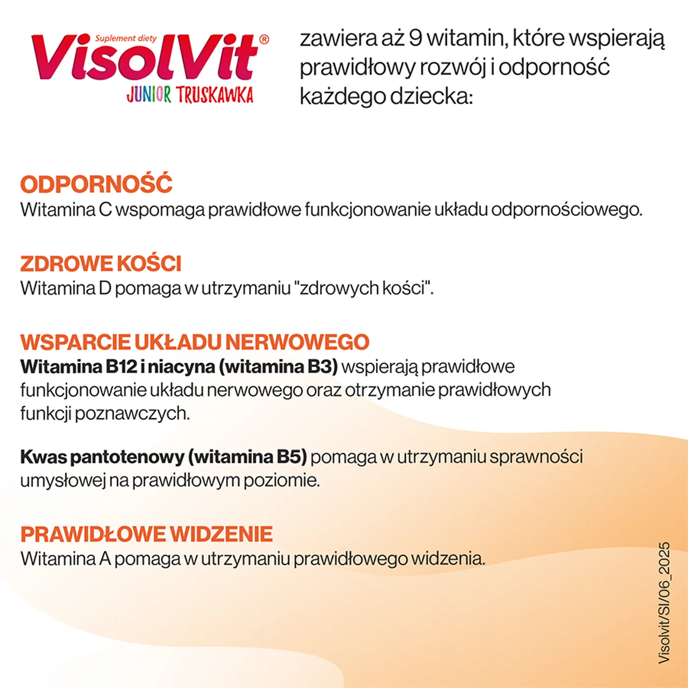 Visolvit Junior 30 saszetek z proszkiem musującym o smaku truskawkowym