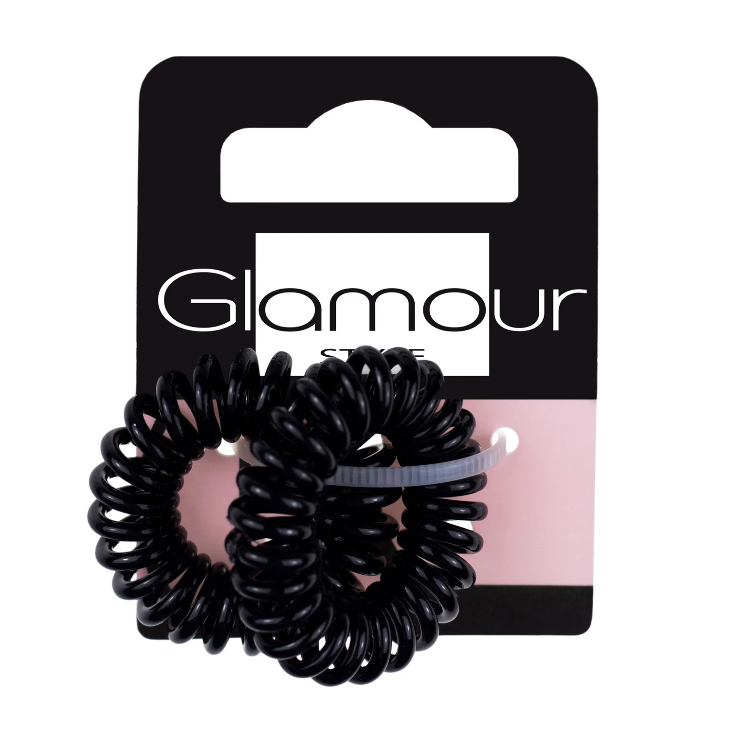Glamour czarne gumki sprężynki do włosów, 2 sztuki