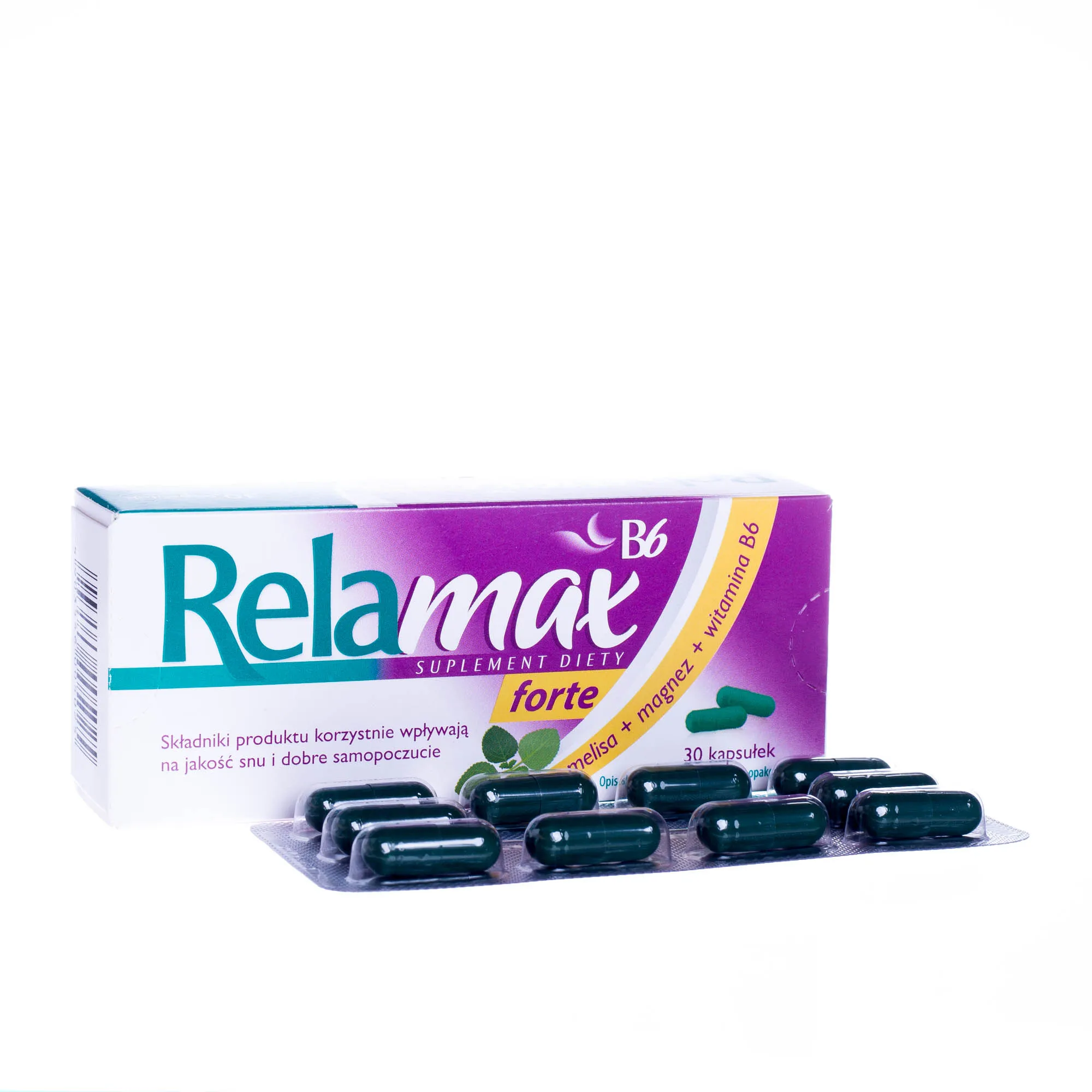 Relamax B6 Forte  - 30 kapsułek bogatych w melisę, magnez i wit. B6 