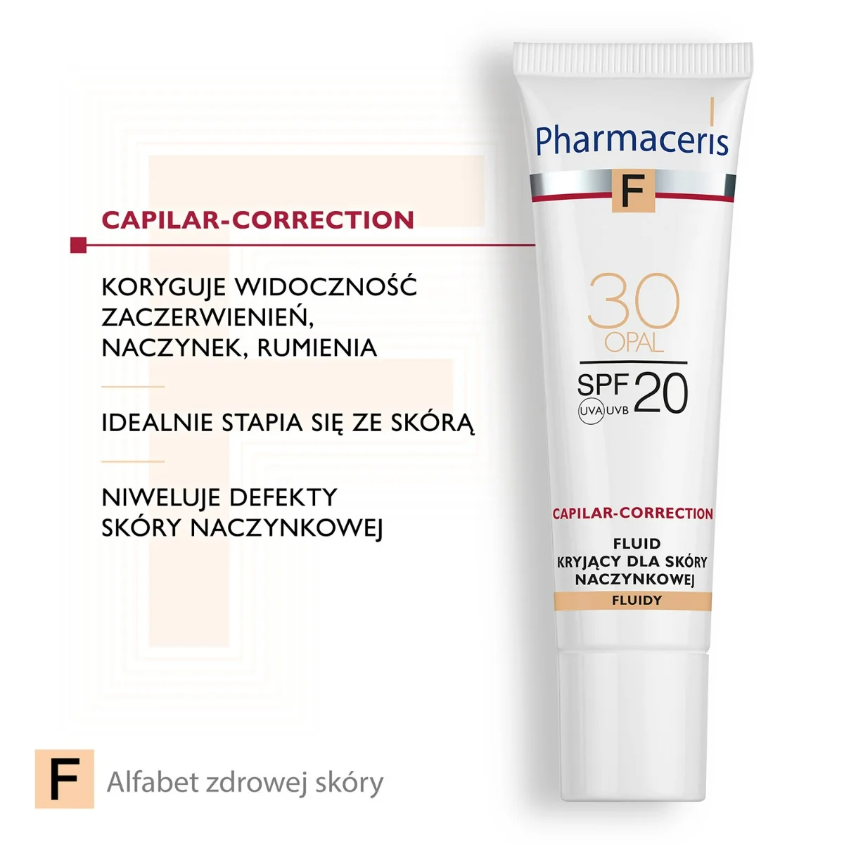 Pharmaceris F Capilar-Correction, fluid kryjący do skóry naczynkowej 30 Opal SPF 20, 30 ml