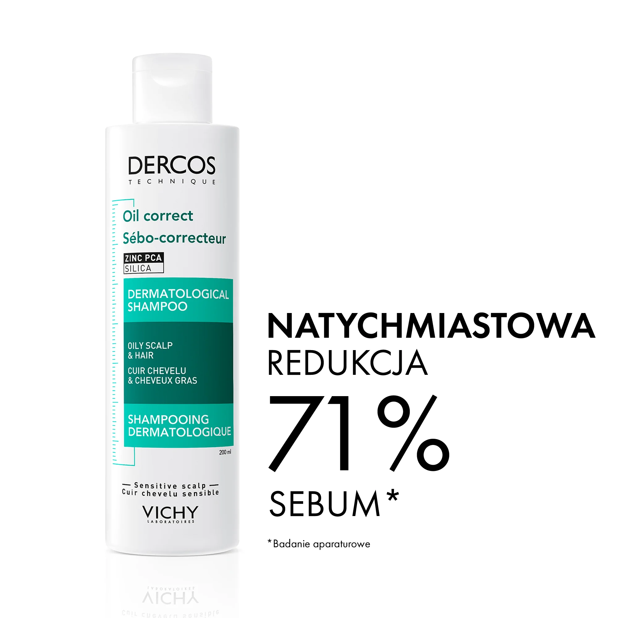 Vichy Dercos Oil Correct szampon normalizujący, 200 ml