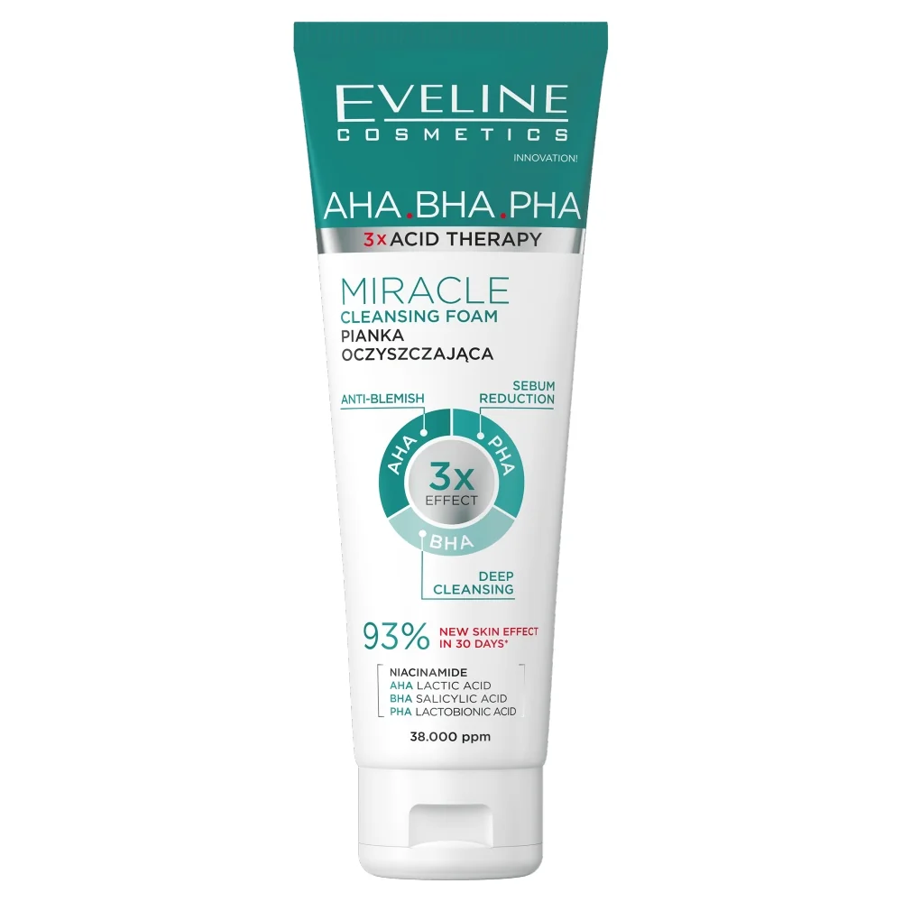 Eveline 3xAcid Therapy pianka oczyszczająca, 140 ml