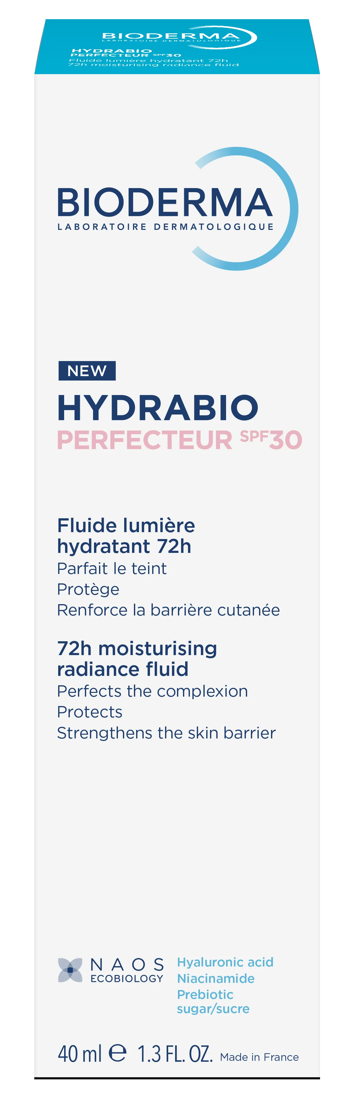 Bioderma Hydrabio Perfecteur SPF 30 nawilżający fluid rozświetlający 72 h, 40 ml