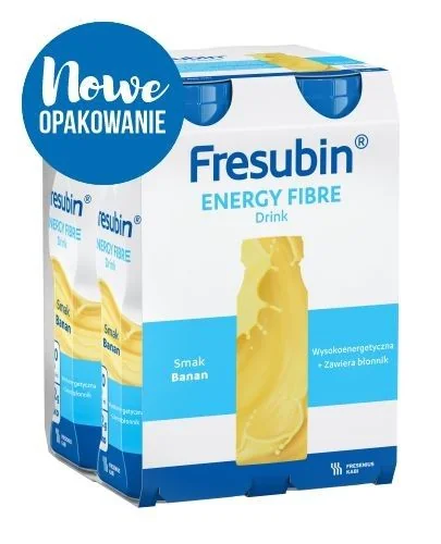 Fresubin Energy Fibre Drink płyn, smak bananowy, 4 x 200 ml. Data ważności: 31.10.2026