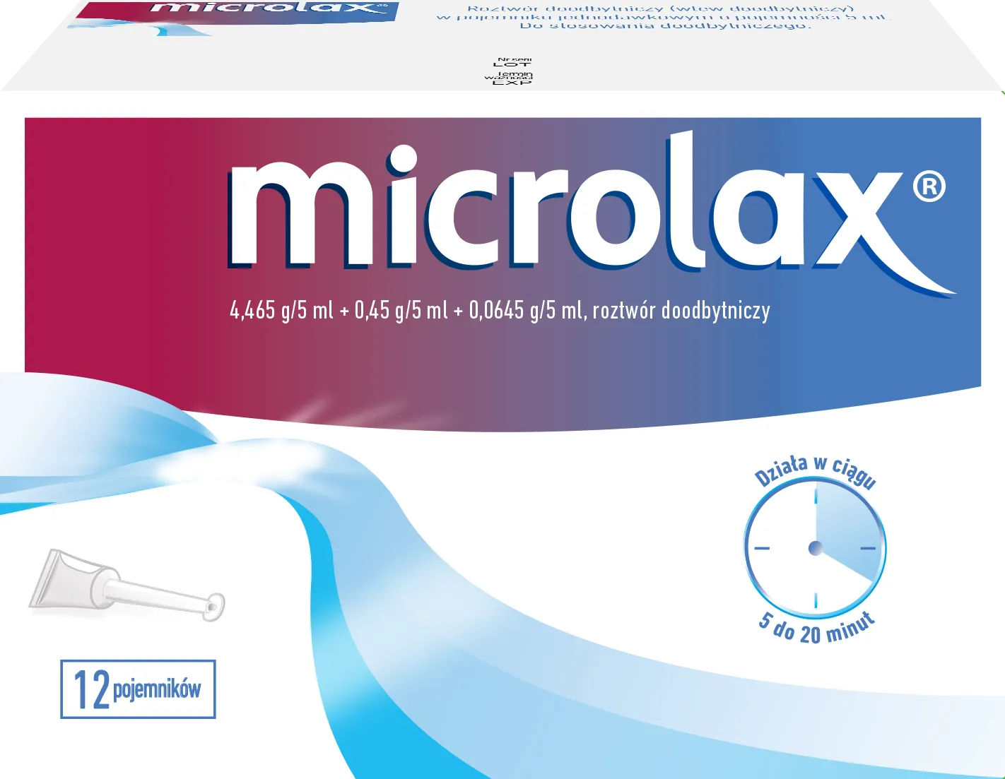 Microlax, roztwór doodbytniczy, 12 pojemników po 5 ml
