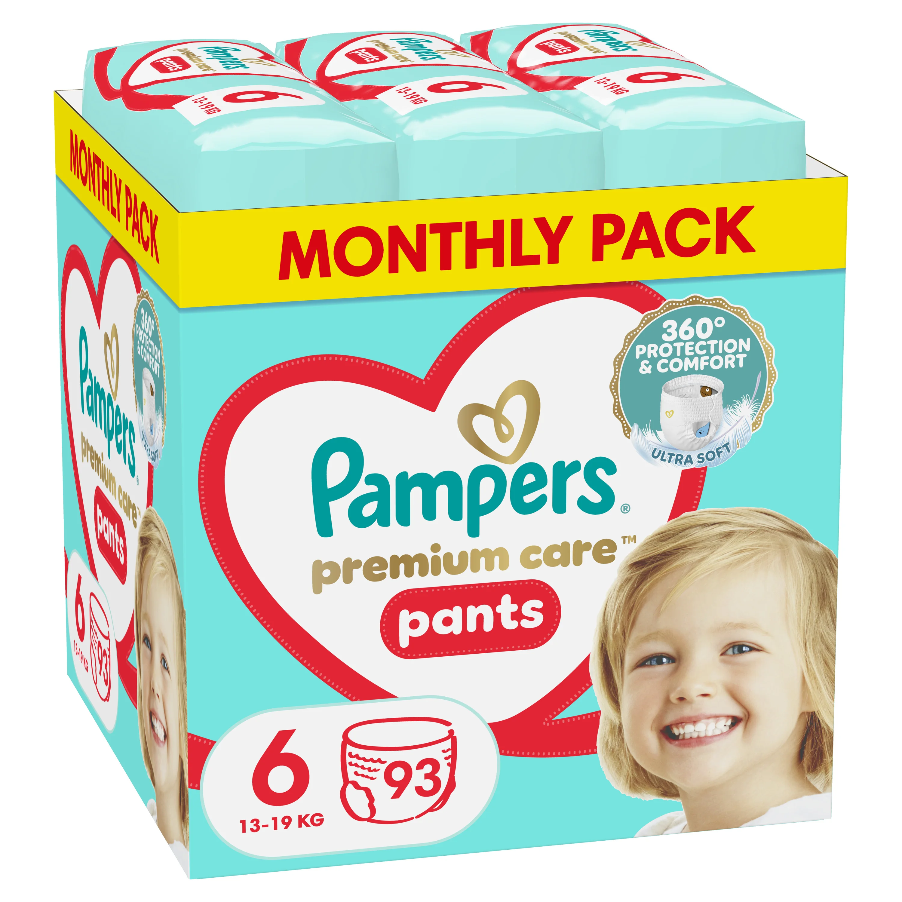 Pampers Premium Care Pants pieluchomajtki, rozmiar 6, 13-19 kg, 93 sztuki
