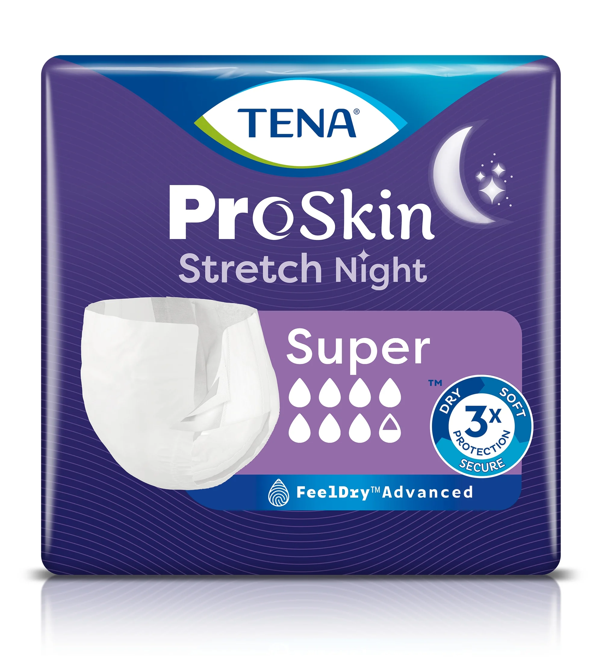 TENA ProSkin Stretch Super Night pieluchomajtki elastyczne z rzepami, rozmiar M, 30 sztuk
