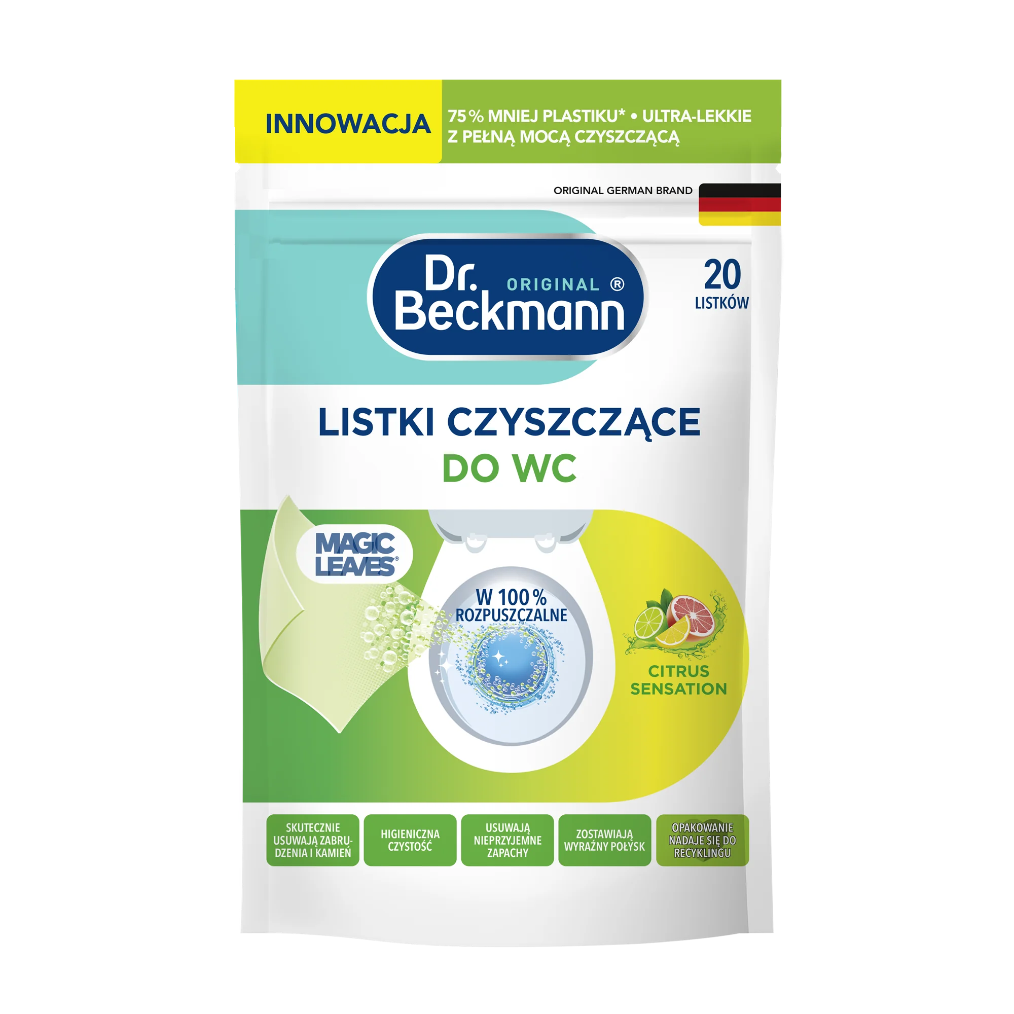 Dr. Beckmann Magic Leaves listki czyszczące do WC Citrus Sensation, 20 sztuk