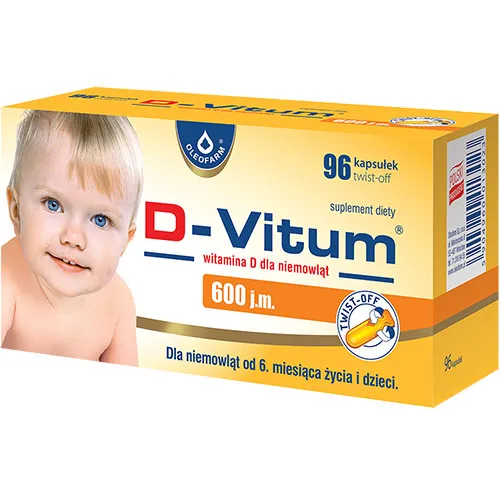 D-Vitum witamina D3, suplement diety,  600 j.m., 96 kapsułek twist off