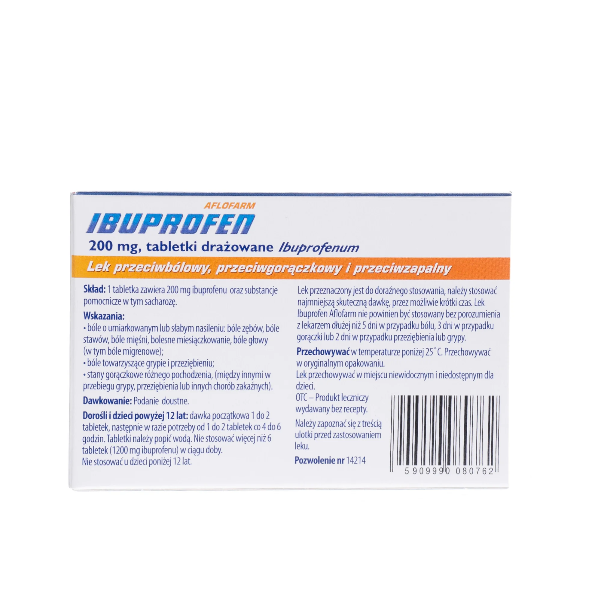 Ibuprofen Aflofarm 200 mg 20 tabletek drażowanych