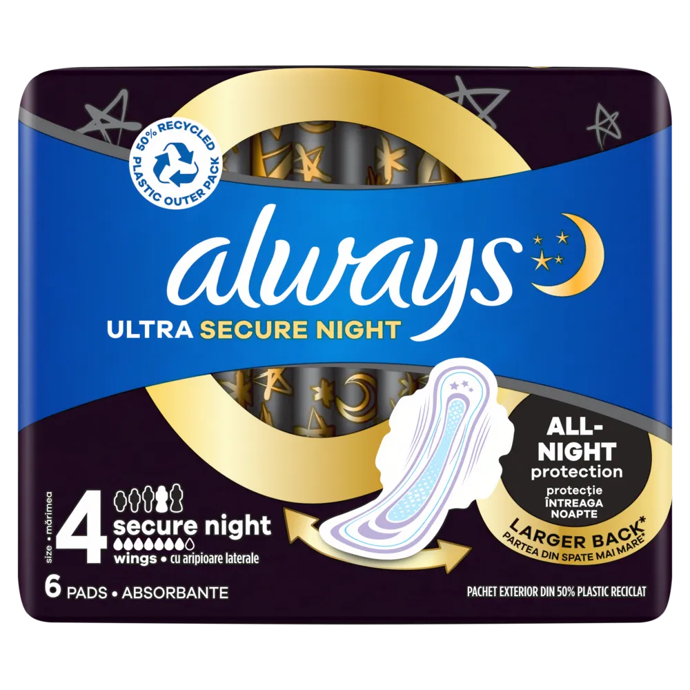 Always Ultra Secure Night Protect, podpaski, 6 sztuk 